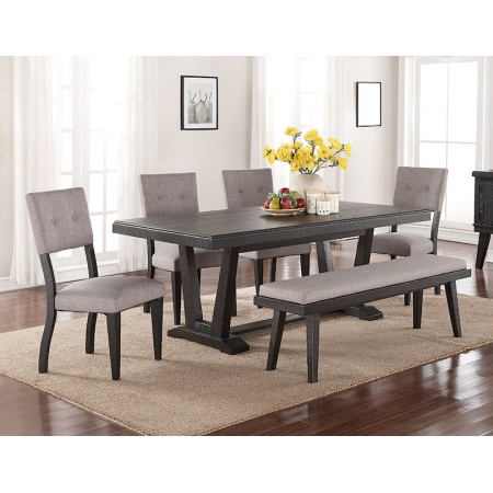 1105 Ashen Echo Dining Table with Bench